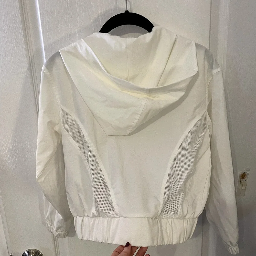 GB Girls white cropped white rain jacket‎ with hood size large